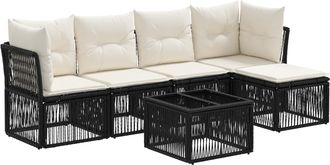 vidaXL Conjunto De Sof&aacute;s De Jard&iacute;n 6 Uds. Negro Rat&aacute;n Sint&eacute;tico Vidaxl