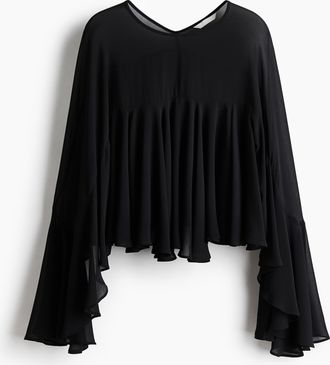 H&M Volantbluse - Schwarz