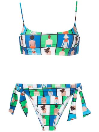 Amir Slama all-over graphic-print bikini set - Multicolour