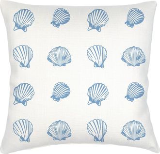 Anaya with Love Saltwater Shell Printed Linen Pillow in Blue at Nordstrom, Size 20X20