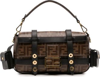 Fendi Pre-owned Fendi Zucca Glazed Fabric Cage Baguette 8BR777 A6VO 199 10429