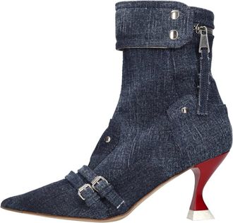 Strategia A5404-T Lovelyjeans Enkellaars - Dames - Laarzen met Hak - Blauw - 37 EU - Leer - Schoenen