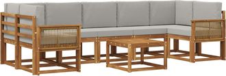 vidaXL Conjunto De Sof&aacute;s De Exterior 8 Uds. Natural Y Gris Claro Vidaxl