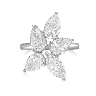 Diana M. Jewels Platinum 6.00cts Lab Grown Pear and Marquise cut Diamond Cluster Ring