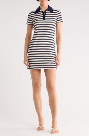 Ramy Brook Elin Stripe Short Sleeve Polo Dress in Sporty Stripe Knit Navy at Nordstrom Rack, Size X-Small