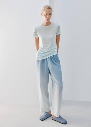 Mango Maglietta micromodal maniche corte blu - Donna - S - MANGO