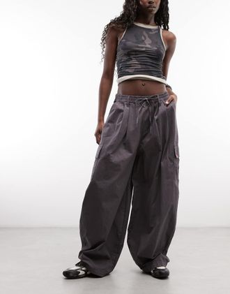 Collusion pantaloni cargo baggy utility con tasche in grigio ardesia