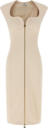 Elisabetta Franchi Beige Heart-shaped neckline dress