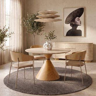Kare Design Mesa de comedor 4 plazas de cer&aacute;mica beige &Oslash;120 cm