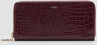 Mango Portafoglio grande cocco lucido bordeaux - Donna - Taglia unica - MANGO