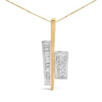 House of Brilliance 18K Yellow and White Gold 1 7/8 Cttw Diamond Key Shaped 18 Pendant Necklace at Nordstrom