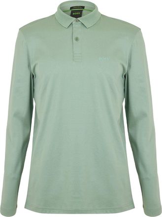 HUGO BOSS Mens Pirol Long Sleeve Polo Shirt, Timeless Design in Open Green - Size X-Small
