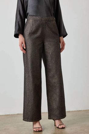 Lilla P Metallic Pant In Copper Denim
