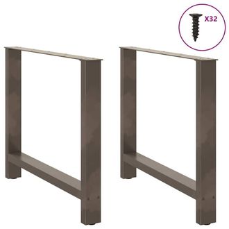 Berkfield Home Modern Coffee Table Legs Natural Steel 2 pcs 100x(72-73) cm Steel in Grey