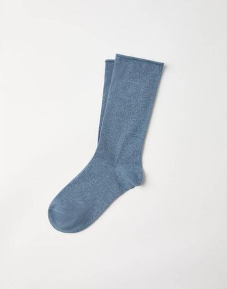 Brunello Cucinelli Light Blue Wool Blend Socks, Size Medium