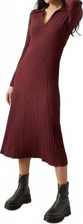Lilla P Long Sleeve Henley Dress In Dark Cherry