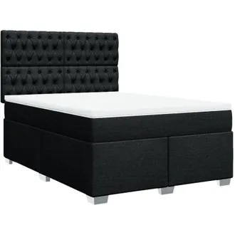 vidaXL Cama Box Spring Con Colch&oacute;n Tela Negro 160x200 Cm Vidaxl