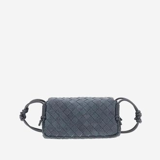 Bottega Veneta Womens Suede Clutch Grey Bags