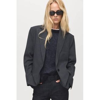 Mango regular blazer grijs