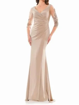 Colors Dress Ruched Bodice Gown In Taupe