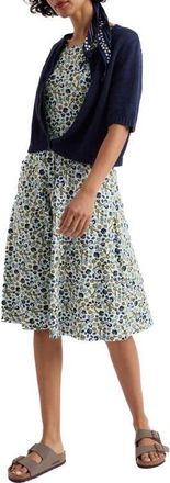 Seasalt Cornwall April Stretch Organic Cotton Fit & Flare Dress in Pin Cushion Protea Chalk at Nordstrom, Size 16