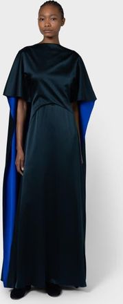 Roksanda Ilincic Seif Silk Caped Maxi Dress in Dark Teal /Cobalt at Nordstrom, Size 10