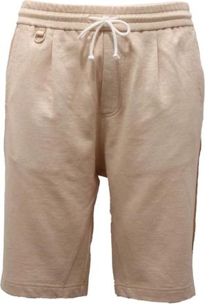 Paolo Pecora Korte Broeken, Heren, Beige, L, Linnen, Bermuda Sweat Shorts met Linnen