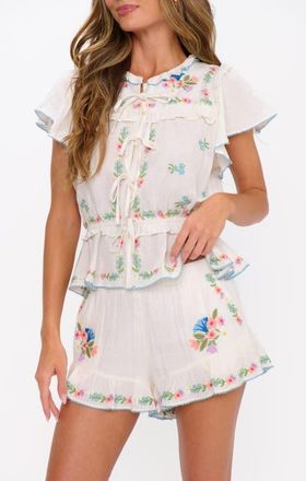 Show me your Mumu Cannes Shorts in Wild Meadow Embroidery at Nordstrom, Size X-Large