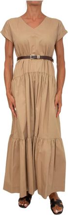 Kocca Marinna Jurk - Dames - Maxi kleedjes - Beige - S - Katoen - Kleedjes