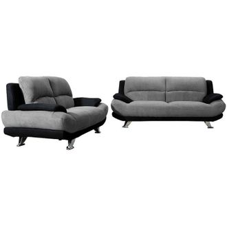 Vente-Unique Vente-unique - Divano 3+2 posti in microfibra musko - Bicolore grigio e nero - musko