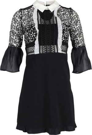 Self Portrait Self Portrait Flared Sleeve Hem Mini Dress in Black Viscose