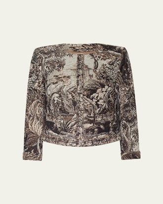 L'agence Lian Collarless Tapestry Jacquard Jacket
