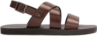 Kazar Bruine leren sandalen op een rechte zool - Heren - Sandalen - Bruin - 46 EU - Schoenen