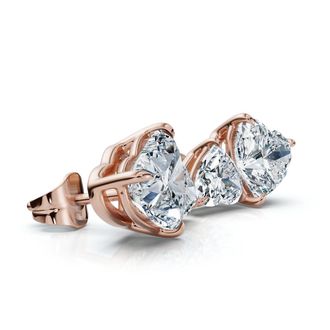 Pompeii3 3Ct Heart Cut Toi et Moi Diamond Earrings 14k Gold Lab Grown