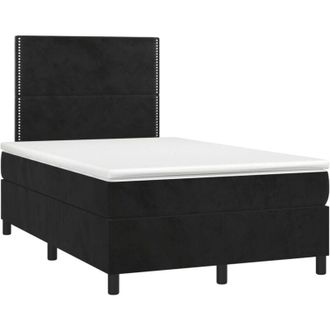 vidaXL Cama Box Spring Con Colch&oacute;n Y Led Terciopelo Negro 120x190 Cm Vidaxl