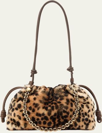 Loewe Flamenco Medium Shoulder Bag in Cheetah-Print Shearling