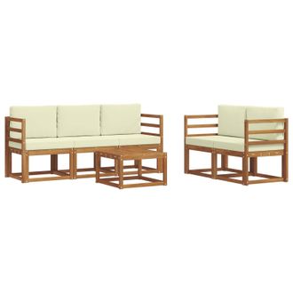 vidaXL Conjunto De Sof&aacute;s De Exterior Con Coj&iacute;n 6 Pcs Natural Y Crema Vidaxl