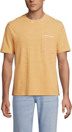 Lands End Short Sleeve Cotton Linen Tee in Sweet Mango Stripes at Nordstrom, Size Xx-Large