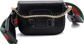 Gucci Horsebit 1955 Flap Wallet with Strap leren crossbodytas - Zwart