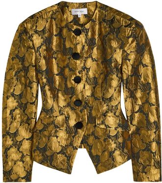 Ronny Kobo Wanda Metallic Floral-jacquard Woven Blazer - Gold - S (UK8-10 / S)