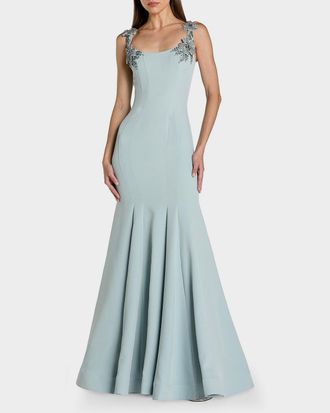 Mac Duggal Embellished Crepe Mermaid Gown