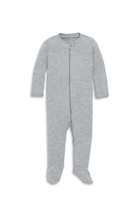 primary Baby Organic Zip Footie In Solid in Heather Gray at Nordstrom, Size Newborn