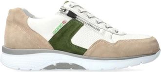 Mephisto Comfortabele rollende wandelsneaker - Beige wit - Heren - Sneakers - Beige - 45 EU - Leer - Schoenen