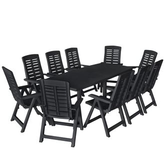vidaXL Conjunto De Comedor De Jard&iacute;n 11 Piezas Pl&aacute;stico Gris Antracita Vidaxl
