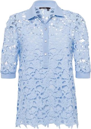 Marc Aurel Overhemden, Dames, Blauw, L, Polo-stijl Kanten Blouse met Camisole
