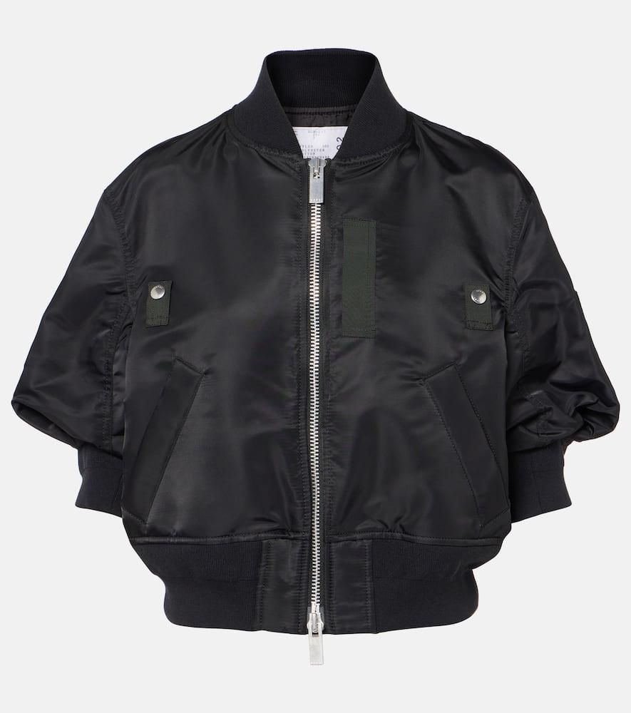 sacai Womens Two-Tone Teddy And Nylon Bomber Jacket | Size 2