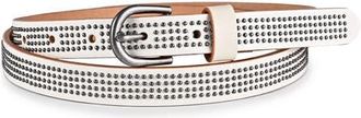 OLD TREND Stud Genuine Leather Slim Studded Everyday Belt in White at Nordstrom, Size Medium