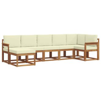 vidaXL Conjunto De Sof&aacute;s De Exterior Con Coj&iacute;n 7 Pcs Natural Y Crema Vidaxl