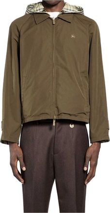 Burberry Light Jackets, male, Green, M, Reversible Check Cotton Jacket