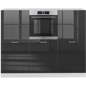Vicco Cucine componibili piccole R-Line, Antracite lucido/bianco, 180 cm senza piano di lavoro